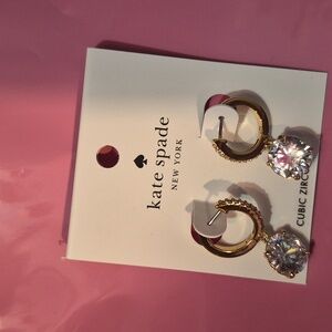 NWT ❤️ KATE SPADE ❤️ BRIGHT IDEAS 🍾 Huggie CZ & GOLD Earrings 🍾 $59 R